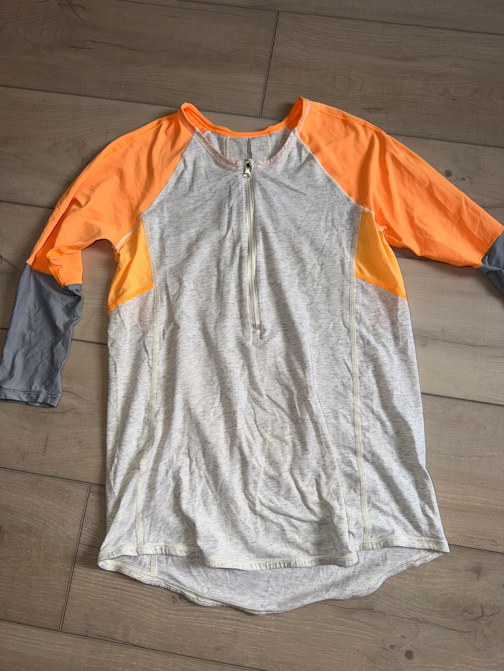 lululemon athletica Heather Gray Pullover Flowy Neon Orange Raglan